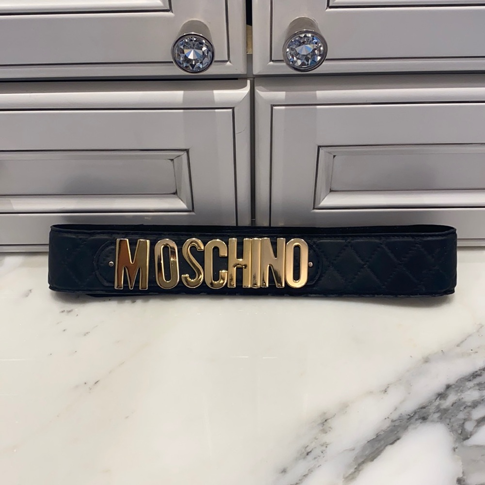 COPY - Moschino black belt with gold letters -celebs fav